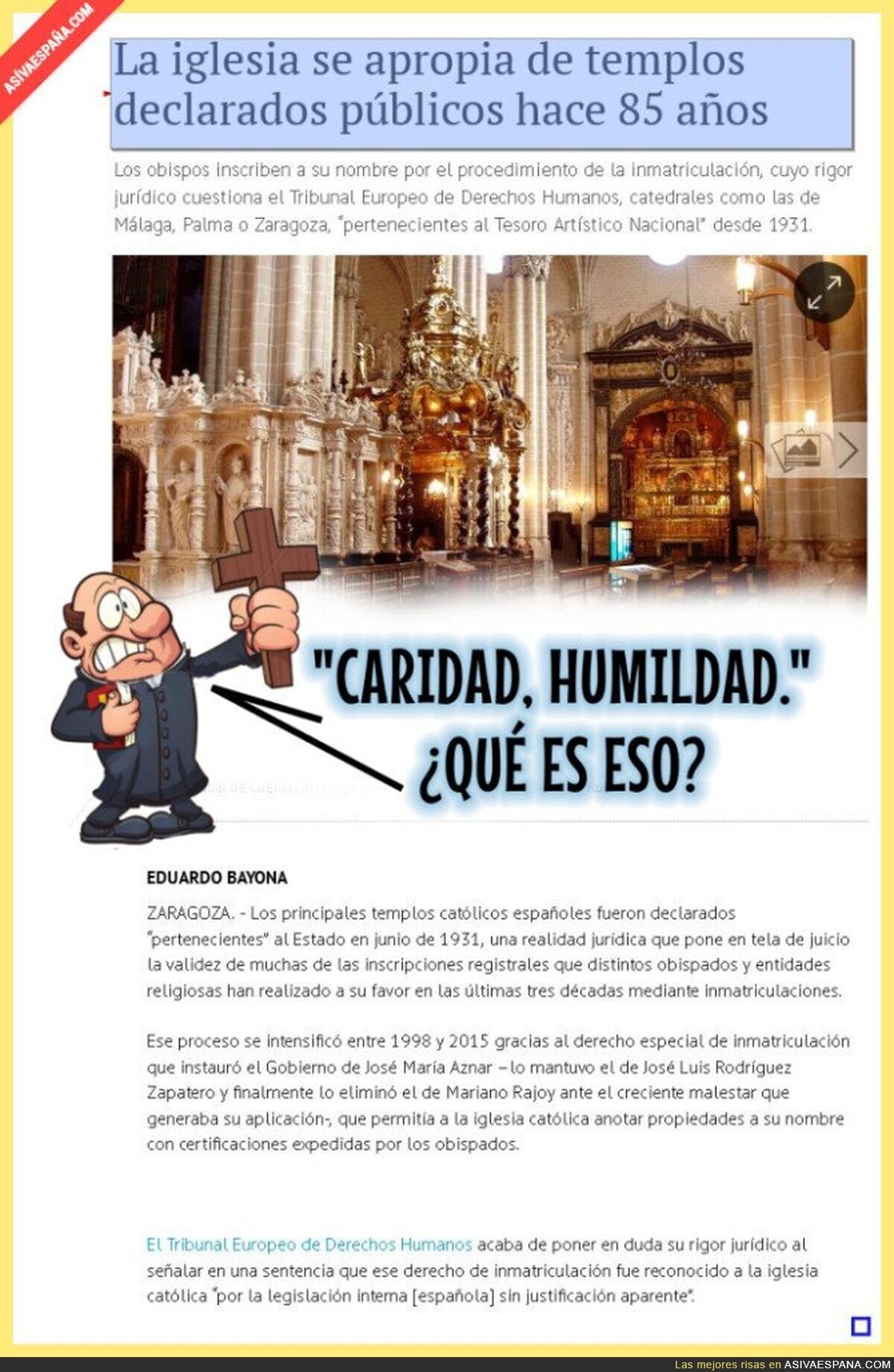 La iglesia se apropia de templos declarados públicos hace 85 años