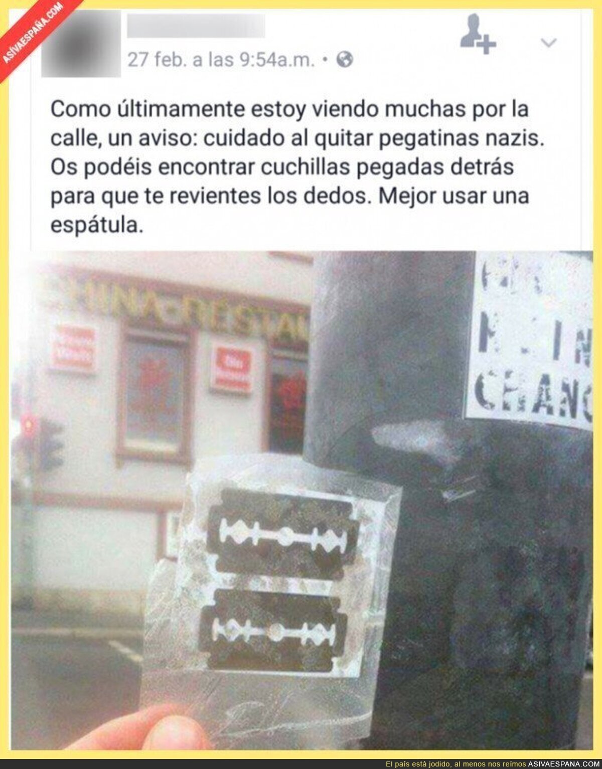 Cuidado con las pegatinas encontradas en la calle de ideología nazi