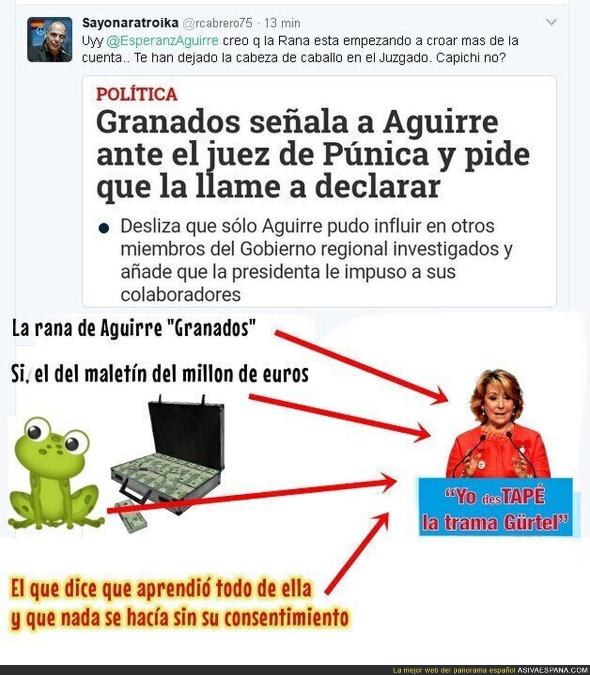 Granados "maletin de millón de euros", escribe carta a Esperanza Aguirre.