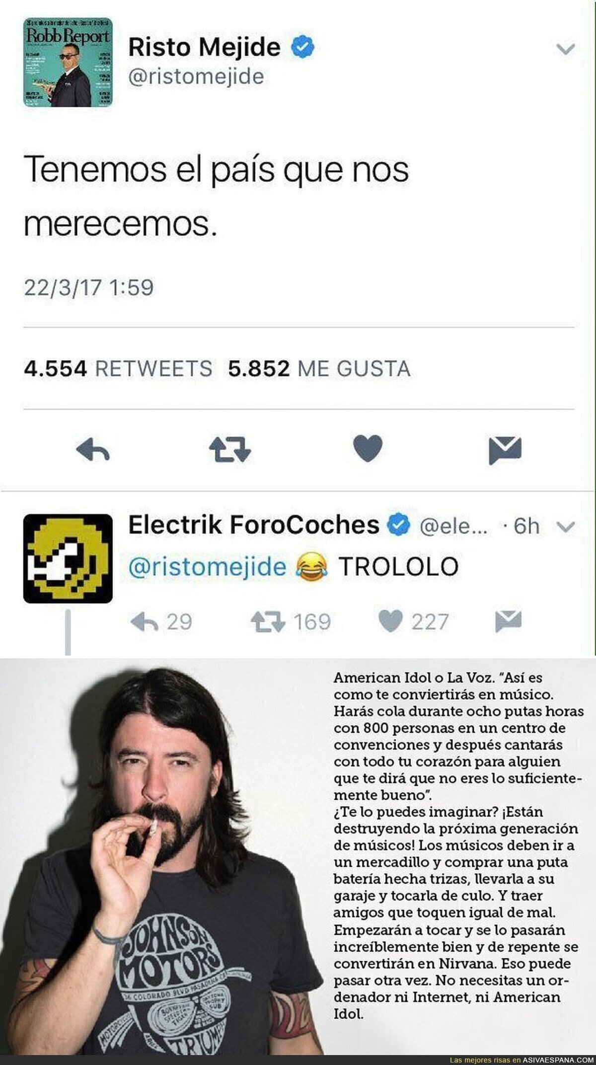 La realidad de los talent shows, por Dave Grohl