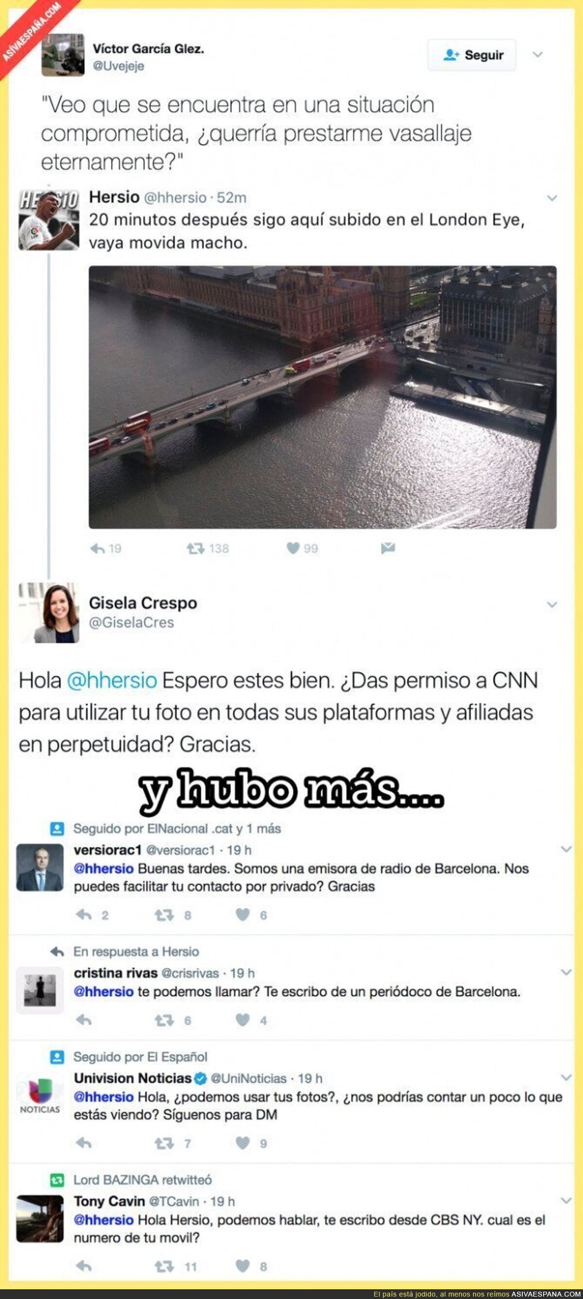 El polémico mensaje de una periodista de la CNN a una persona que se encontraba en el London Eye