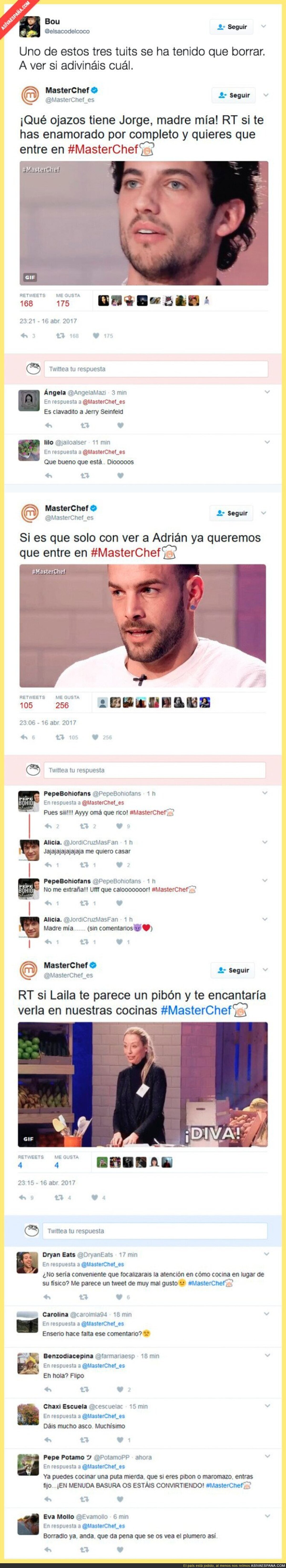 Atención a los mensajes que publica el CM de Masterchef