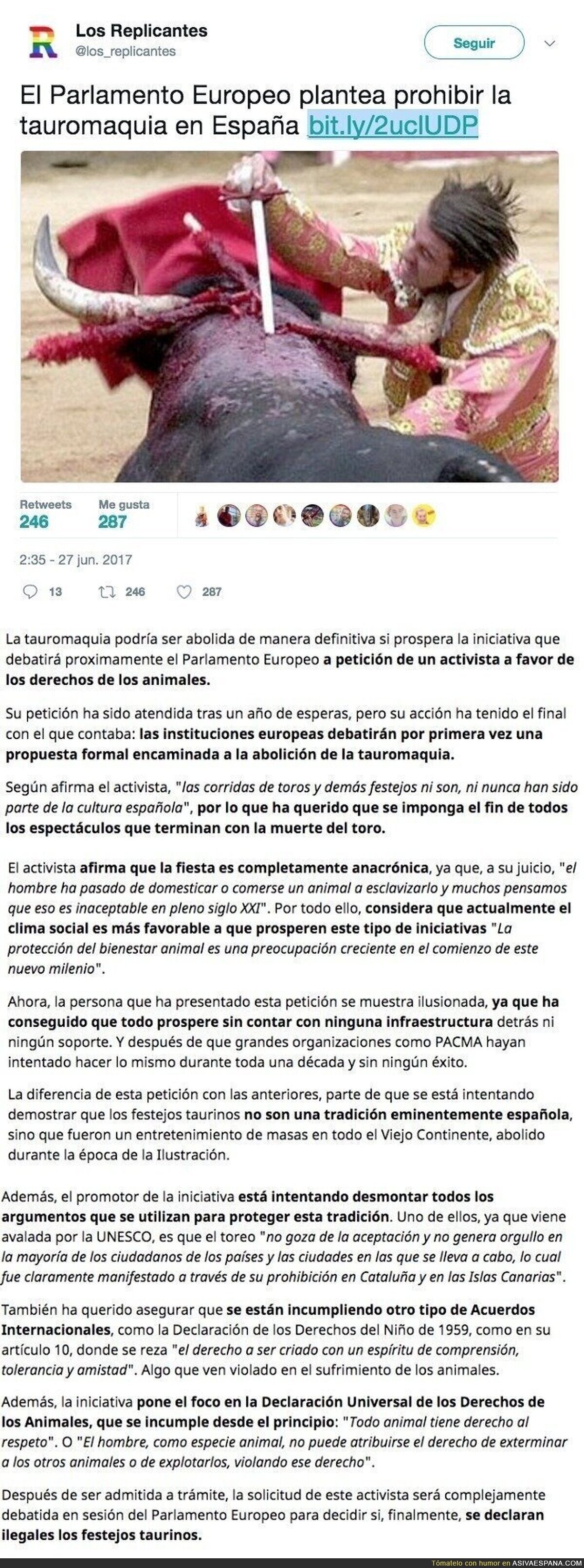 LA NOTICIA DEL DÍA: Se plantean prohibir la tauromaquía en España