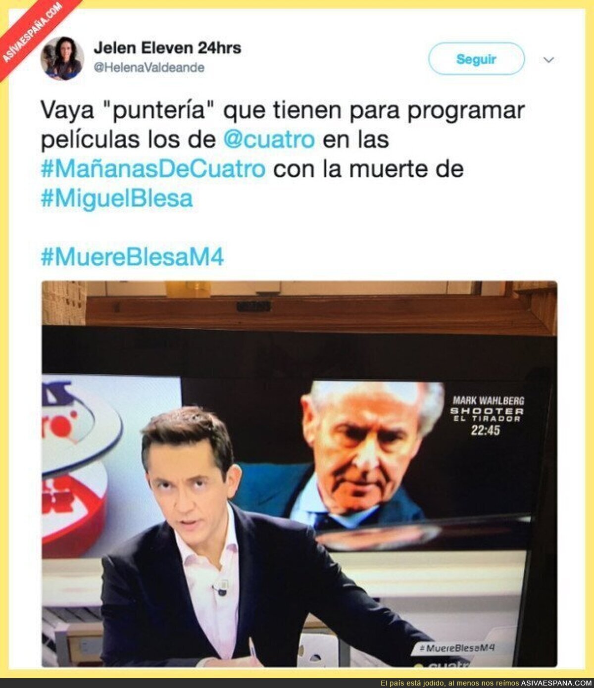 Cuatro programó una peculiar película justo el día que anunciaban la muerte de Miguel Blesa