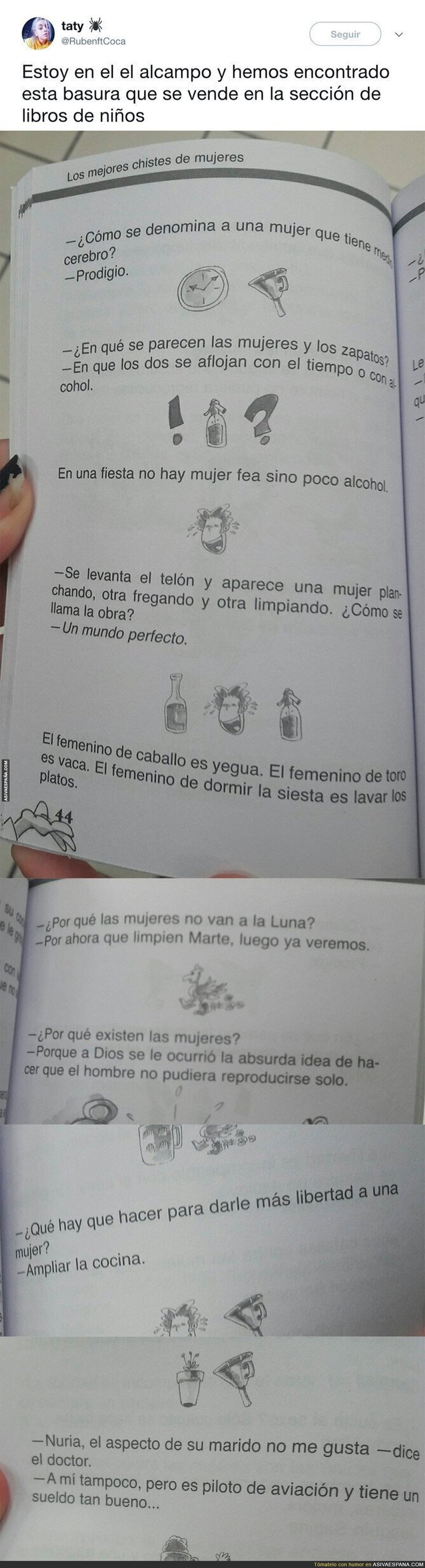 El lamentable libro de chistes machistas que ha sido encontrado en un Alcampo