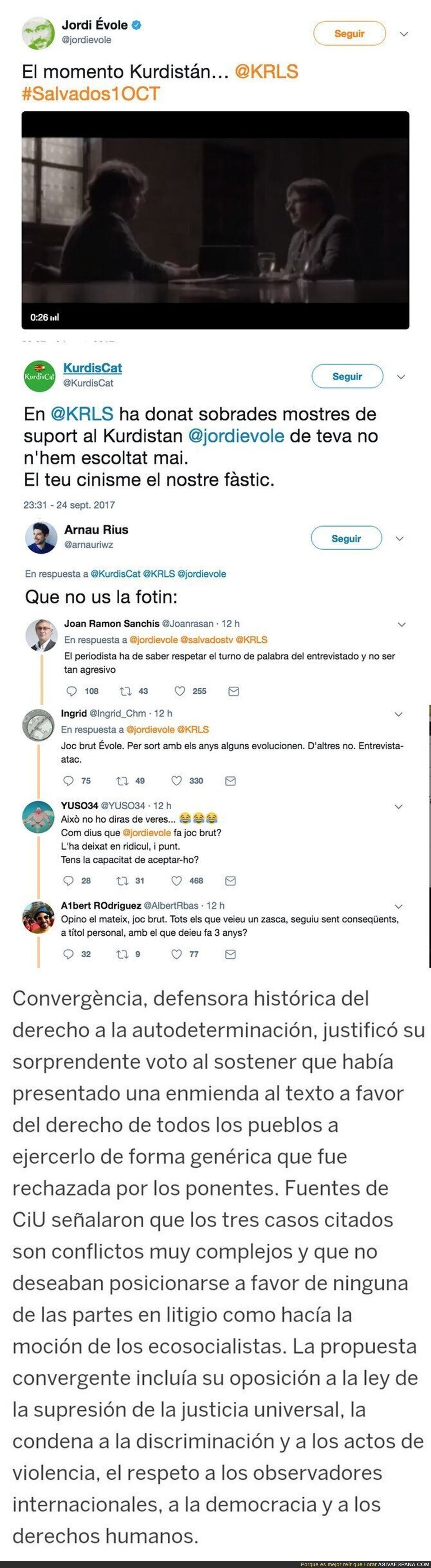 Lo que Jordi Évole omitió sobre el voto de Puigdemont y la independencia del Kurdistán 