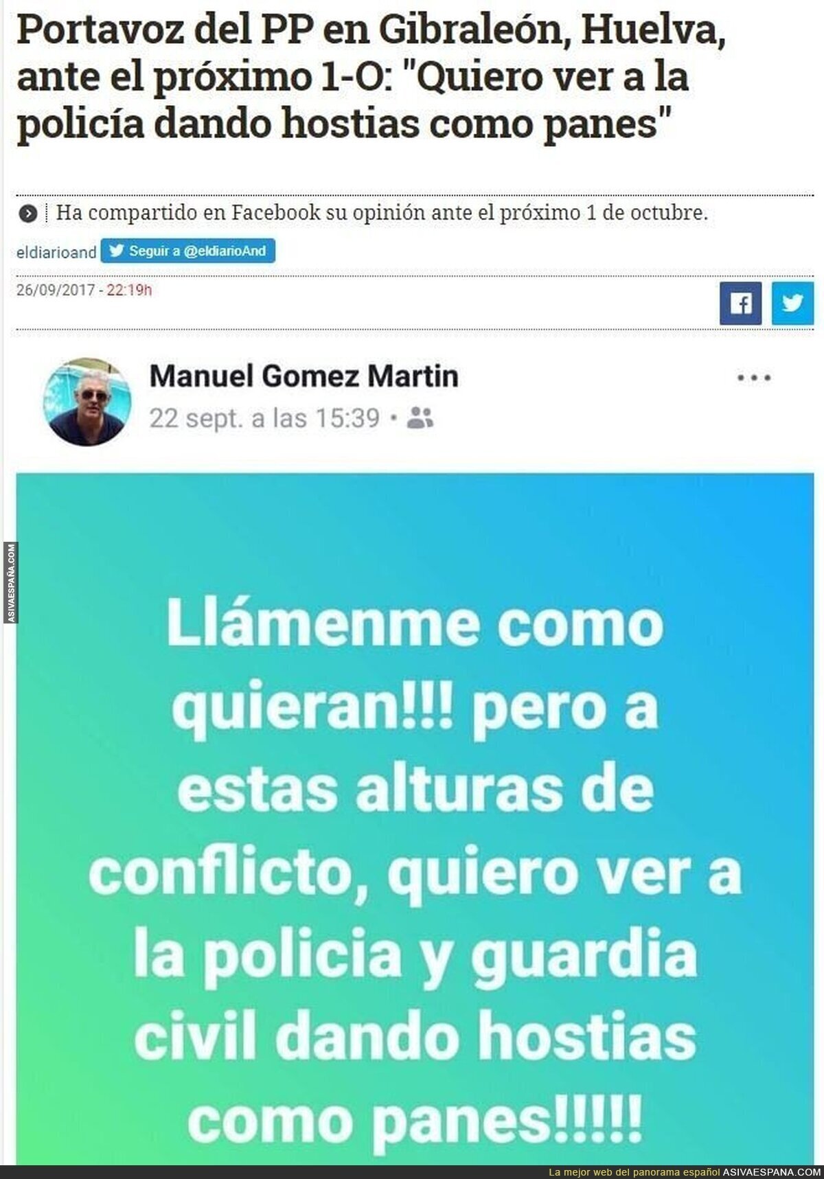 El polémico mensaje del portavoz del PP en Huelva pidiendo 'h*stias como panes' en Catalunya