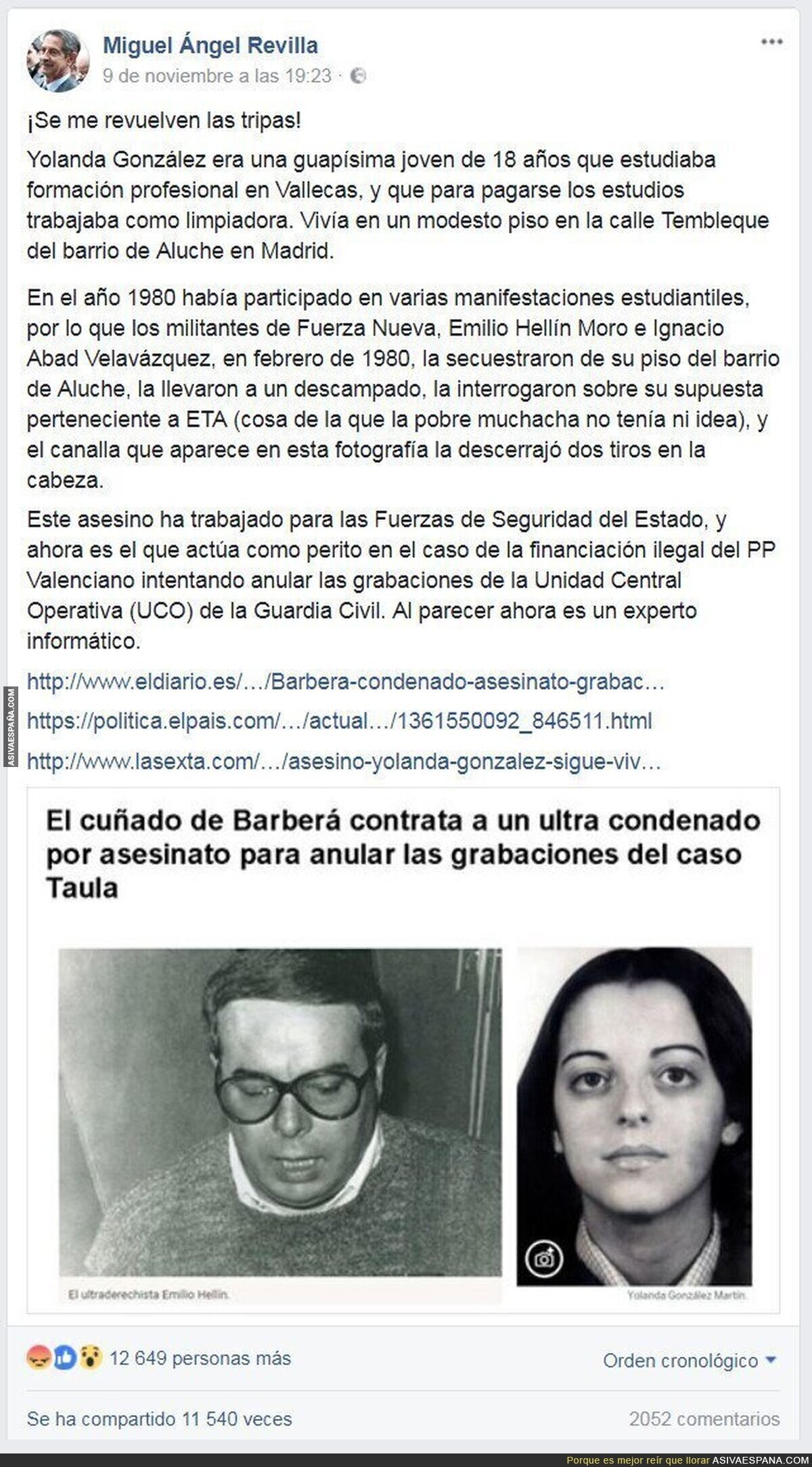 Emilio Hellín, el asesino prófugo que trabajó para las fuerzas del estado.