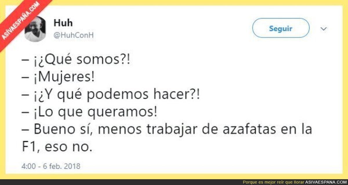 El feminismo que ofrece a las mujeres hacer lo que les de la gana menos ser azafatas de F1