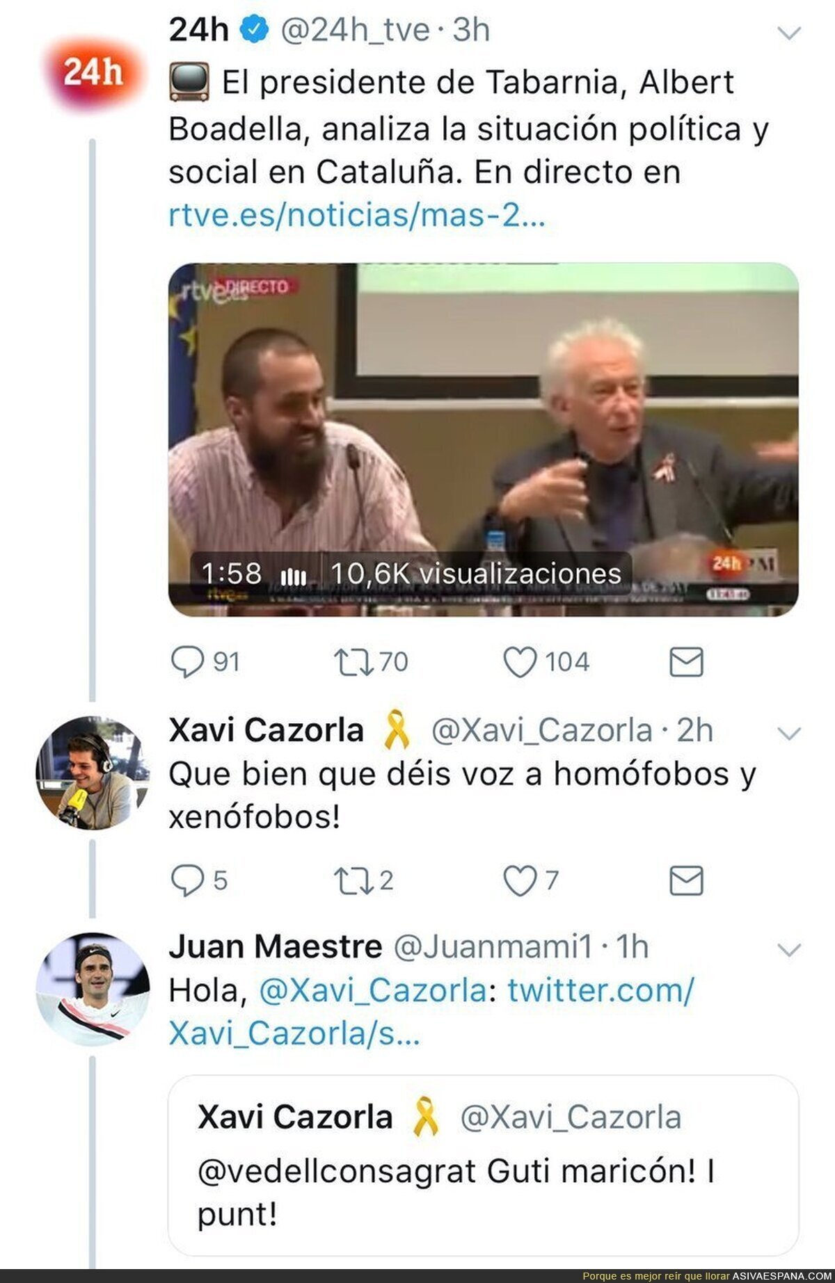 Enorme ZAS al locutor independentista Xavi Cazorla