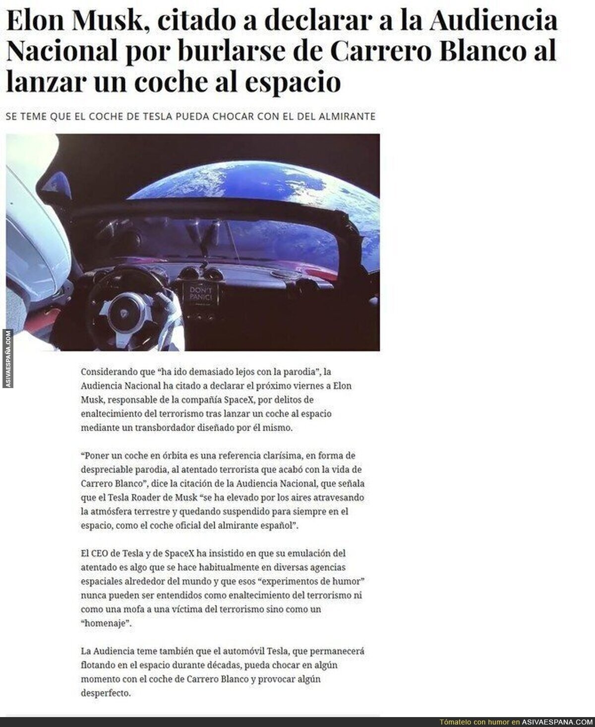 Elon Musk enjuiciado por hacer un chiste sobre Carrero [El Mundo Today]