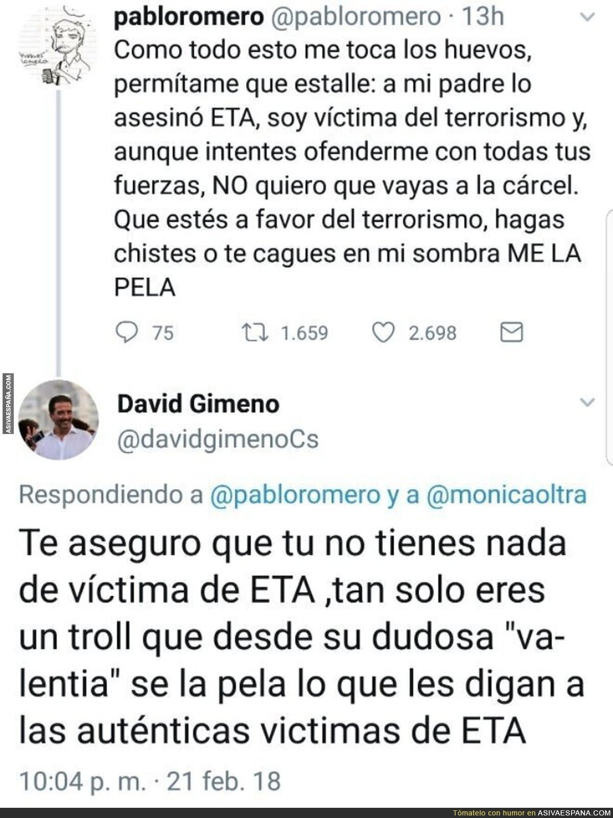 La derecha ahora da el carnet de víctima del terrorismo