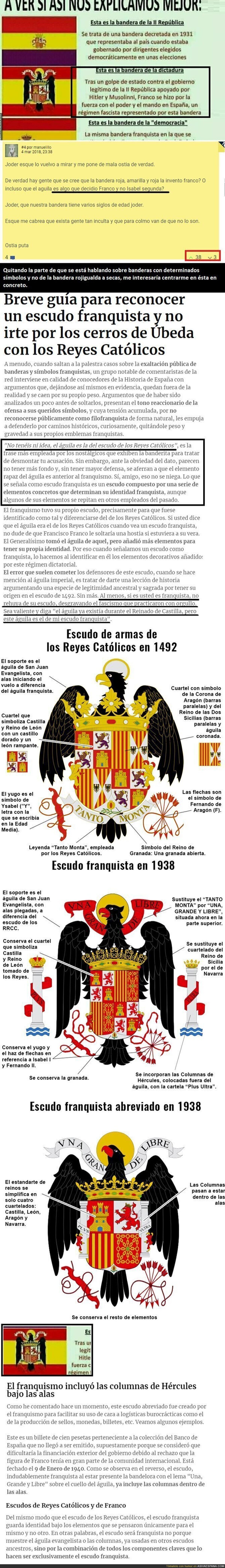 En ese aporte se habla de unas banderas concretas, no de la rojigualda a secas