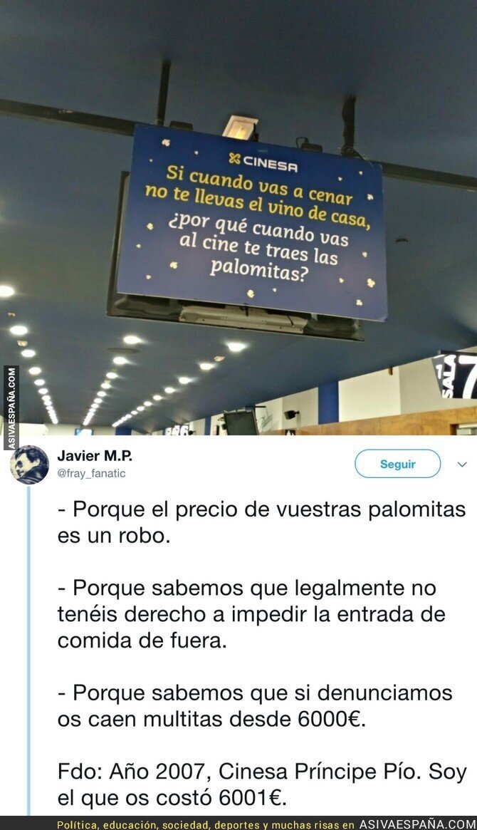 Asi Va Espana Cinesa Denuncia Asi La Entrada De Comida A Sus