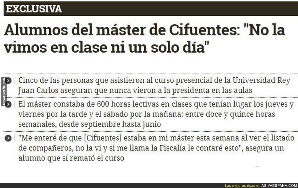 Proximamente en OkDiario y La Razón y El Mundo y en El País: Cifuentes iba disfrazada al master para que no la reconociesen