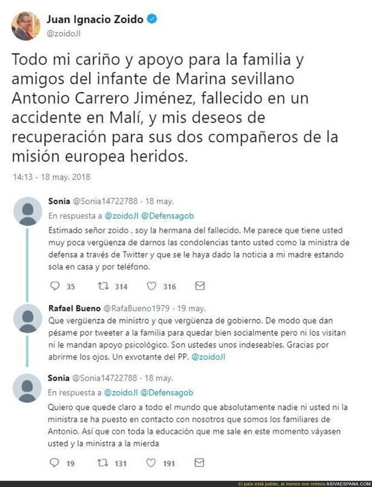 La hermana del militar muerto en Mali manda a la m*erda a Zoido y Cospedal con este mensaje