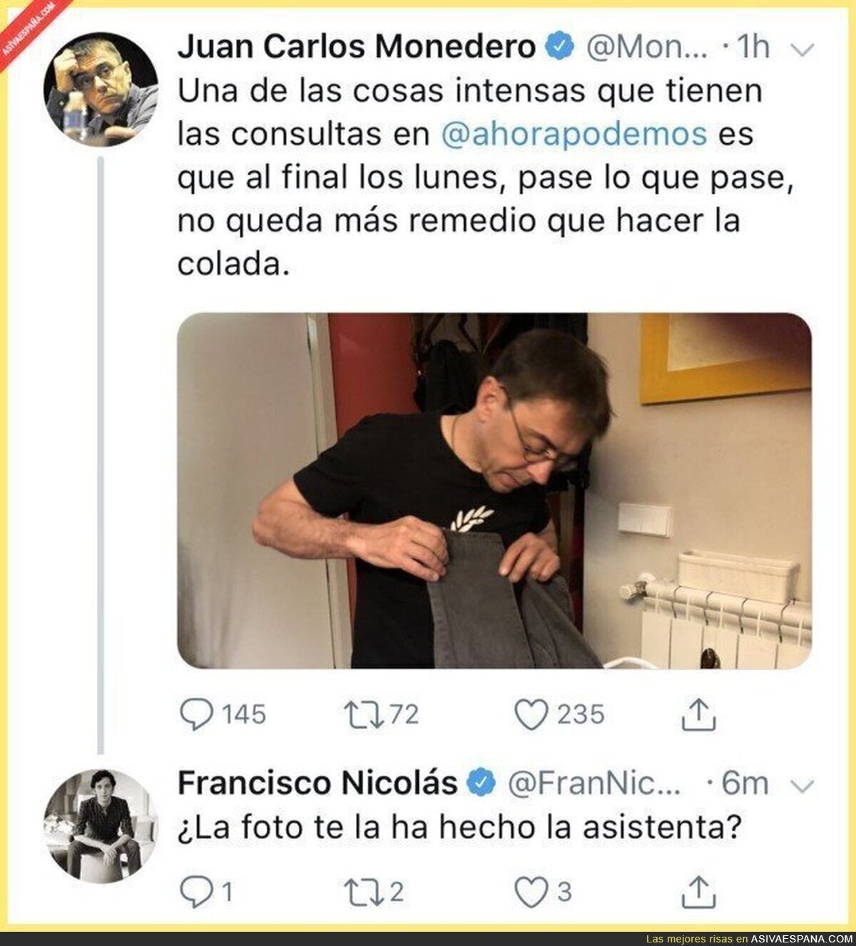 No ha hecho la colada en su vida Hulio