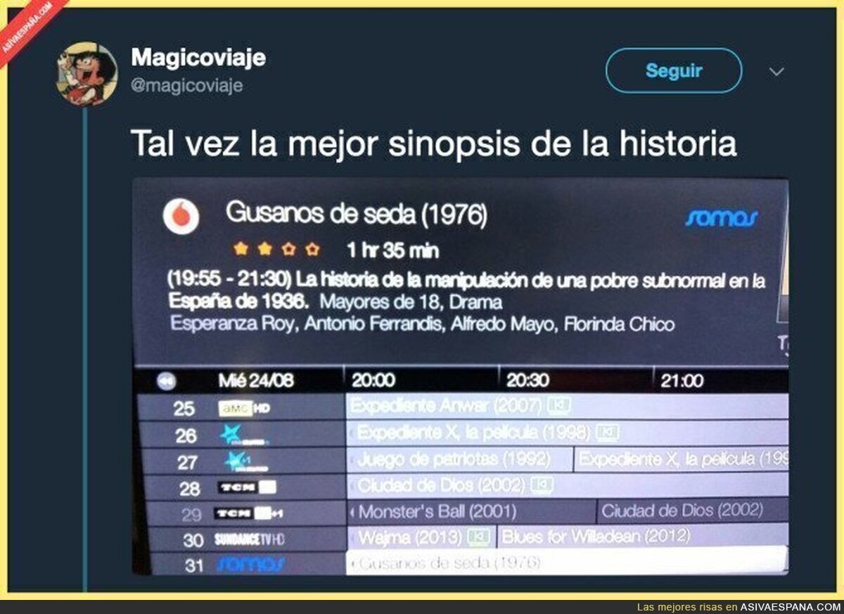 Una sinopsis muy curiosa