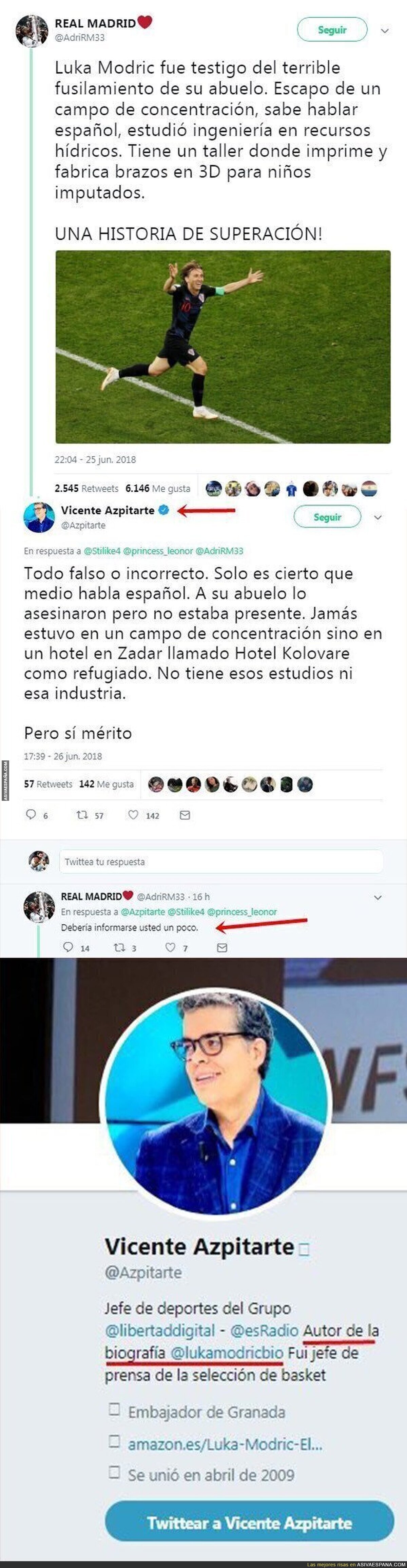 Se inventa una historia de Luka Modric y recibe una respuesta inesperada por la que todo el mundo se está riendo de él