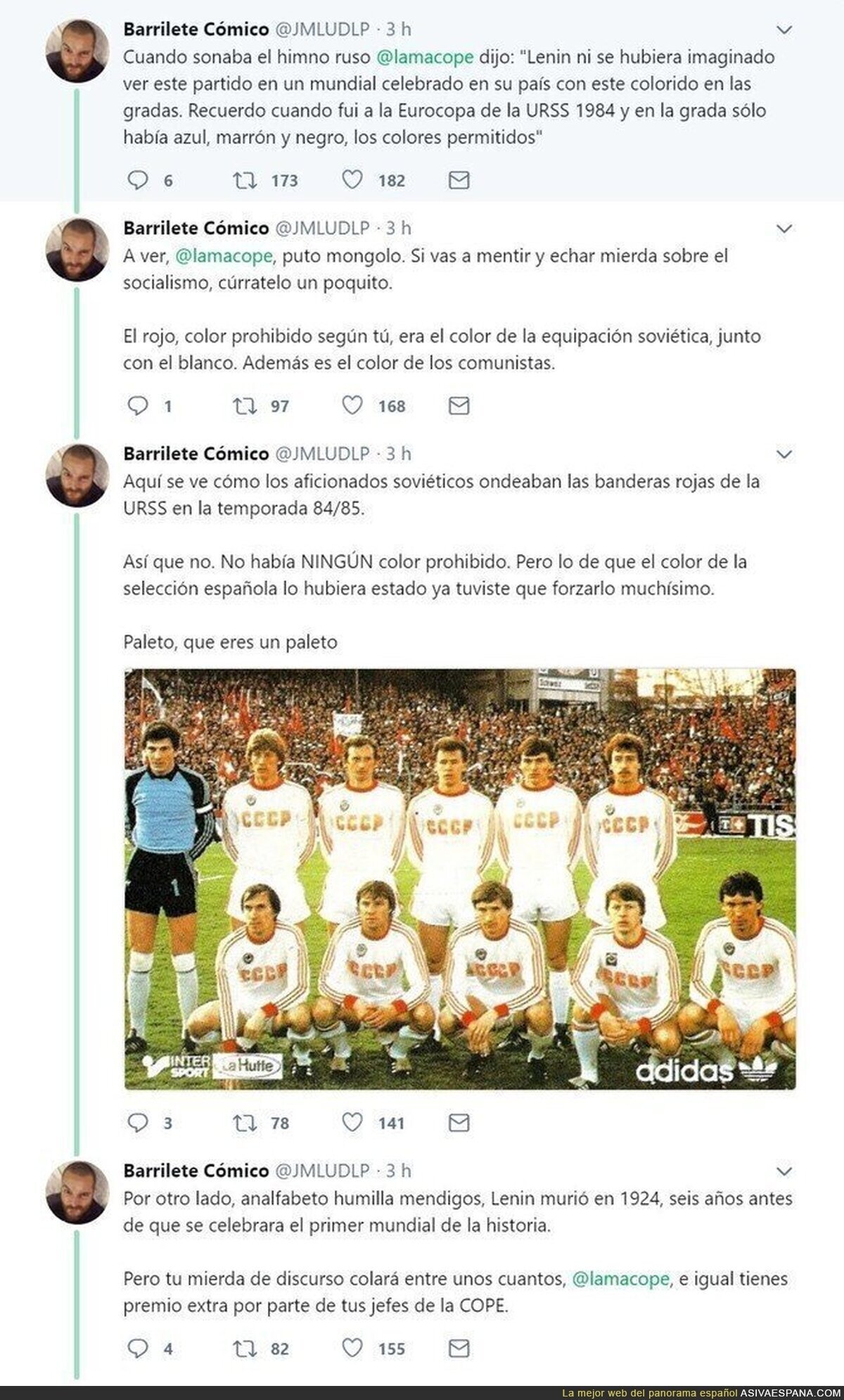El cuñadismo ahora dice que la URSS prohibió el color rojo... EL COLOR ROJO...