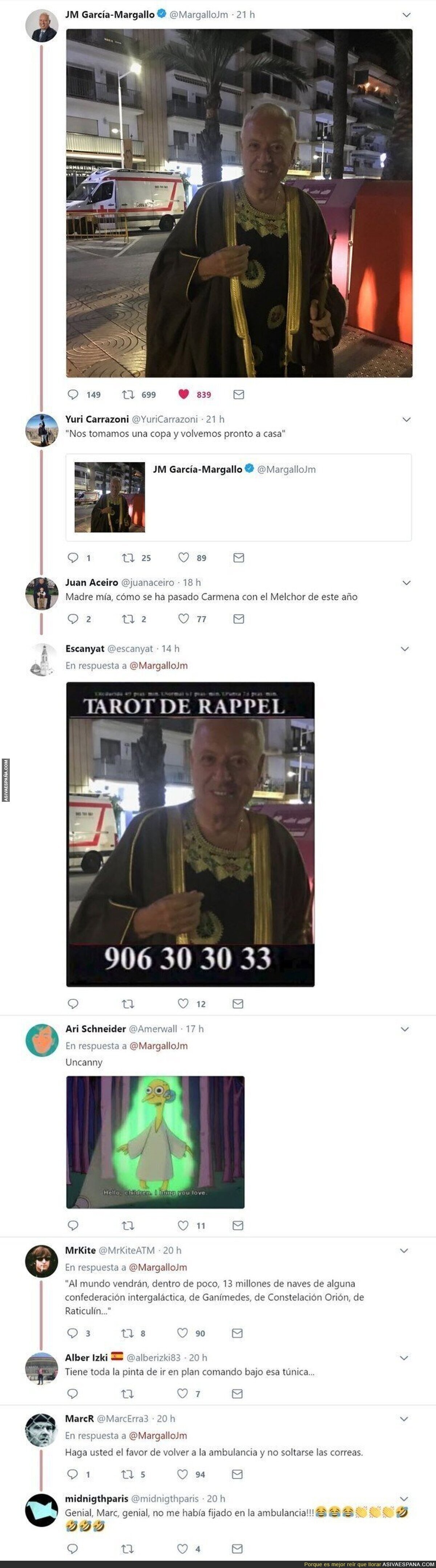 Comentarios a la foto que ha subido el exministro Margallo a redes sociales