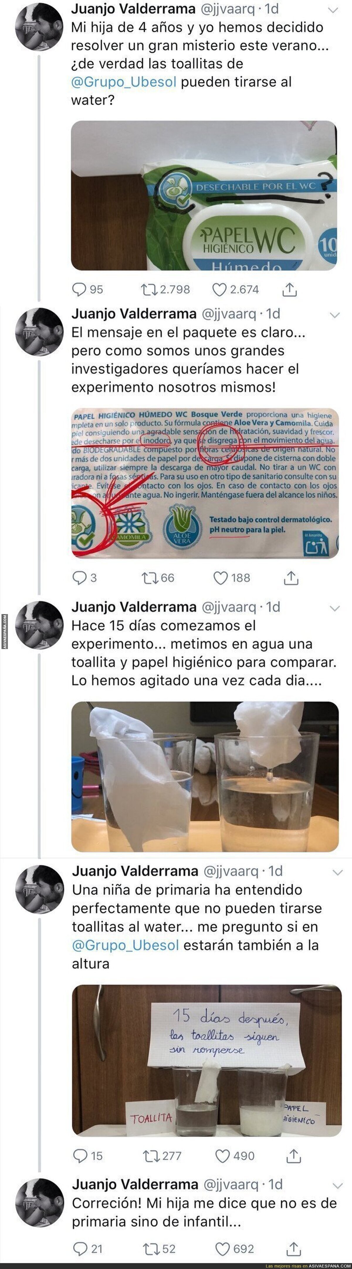 ¿Es realmente verdad la publicidad? El experimento con las toallitas de WC para tirar al water