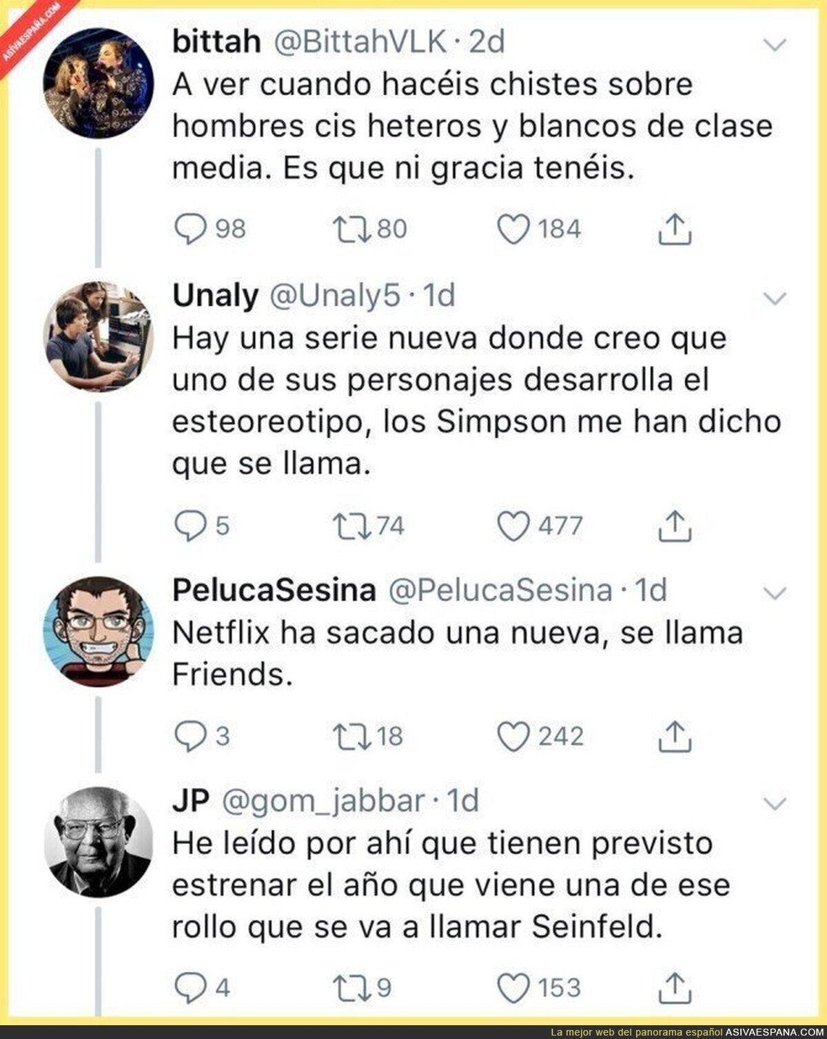 Necesitamos una serie de chistes sobre hombres heteros y blancos