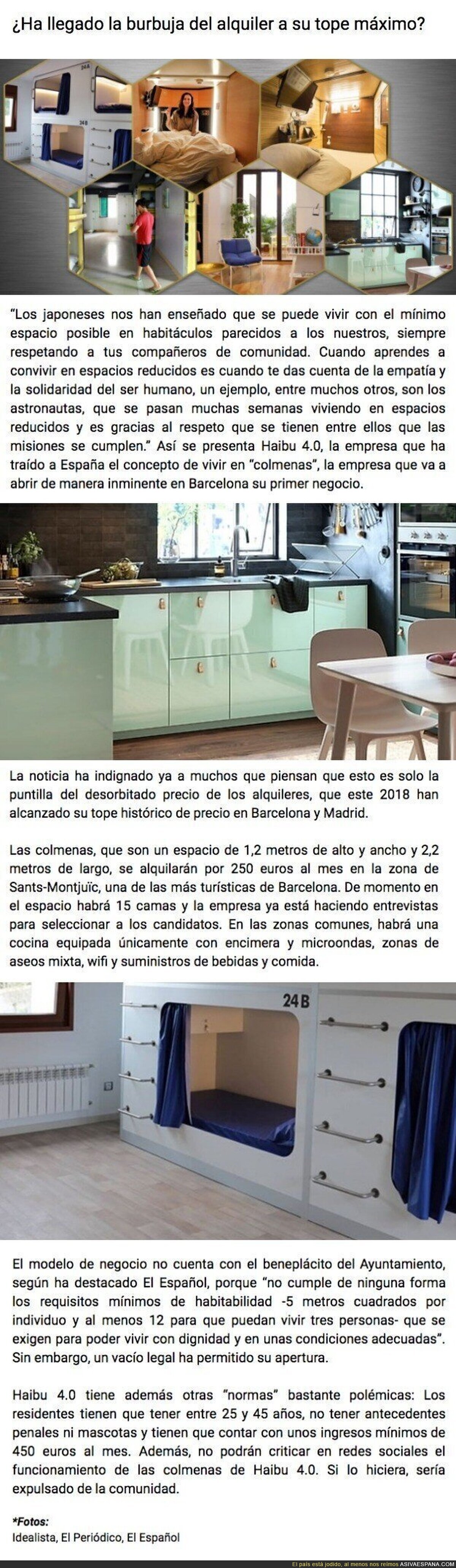 Los pisos colmena llegan a Barcelona: cápsulas de 3 metros por 250 euros al mes