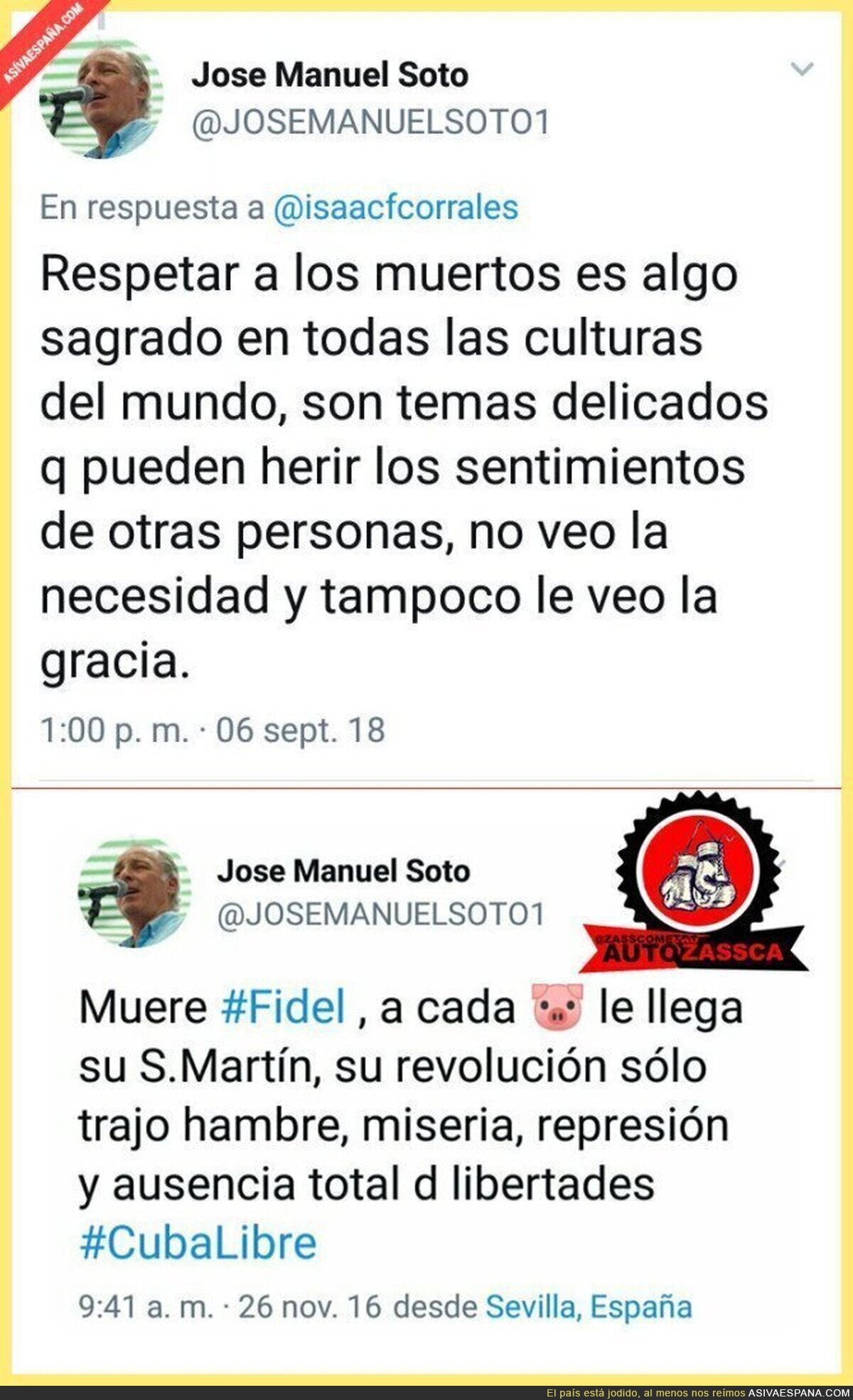 José Manuel Soto está tan confuso que se hiere a si mismo