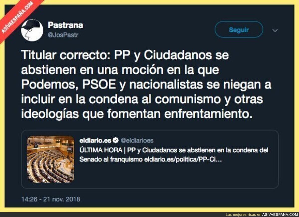 Un titular más objetivo sobre la condena del franquismo