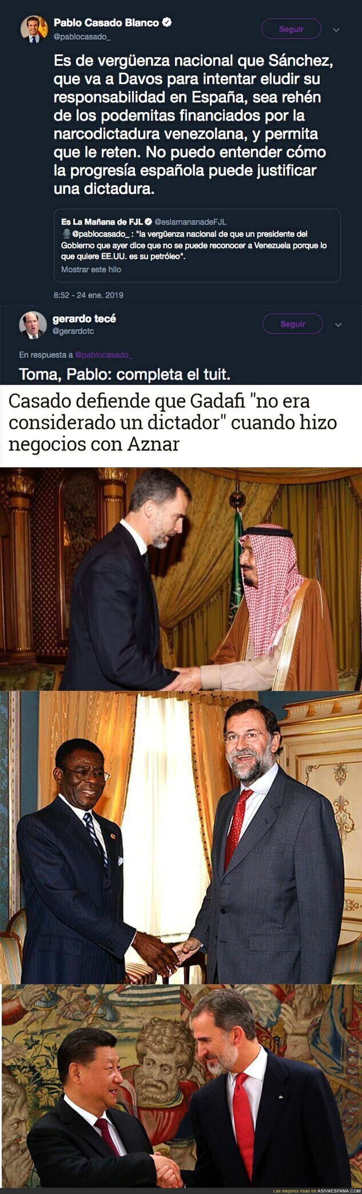 Pablo Casado ataca a Pedro Sánchez con Podemos por la situación de Venezuela y le responden duramente