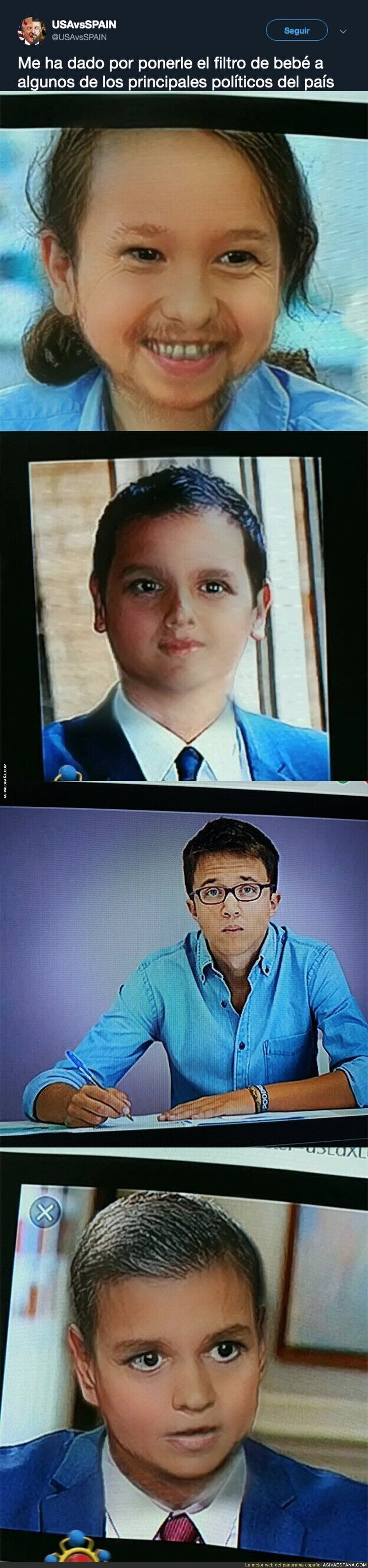 Pasan por el filtro de bebé de Snapchat a los principales líderes políticos de España y el resultado es inquietante