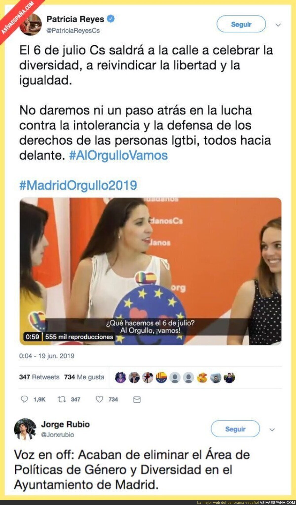 Ciudadanos saca pecho por ir al Orgullo y le recuerdan un pequeño detalle que se le ha pasado por alto...