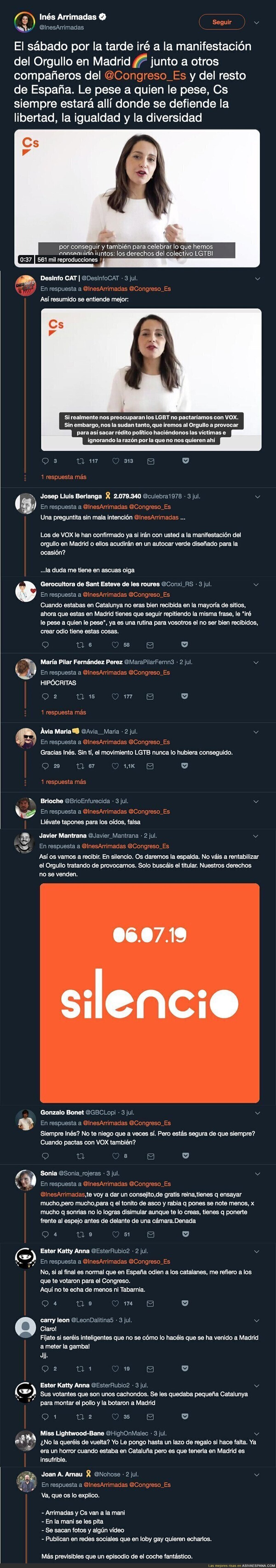 Inés Arrimadas junto a Ciudadanos irá a la manifestación del Orgullo en Madrid y la gente no ha tardado en responder
