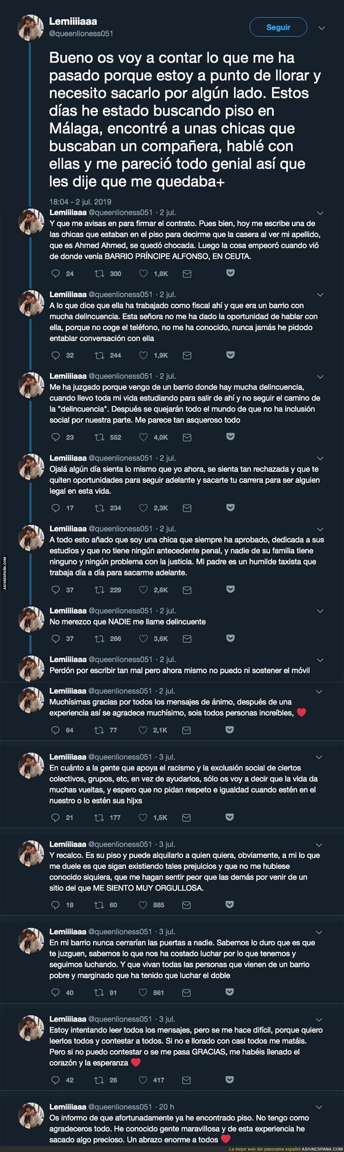 La terrible experiencia que ha tenido esta chica al buscar piso y sentirse rechazada por sus apellidos y del lugar de procedencia