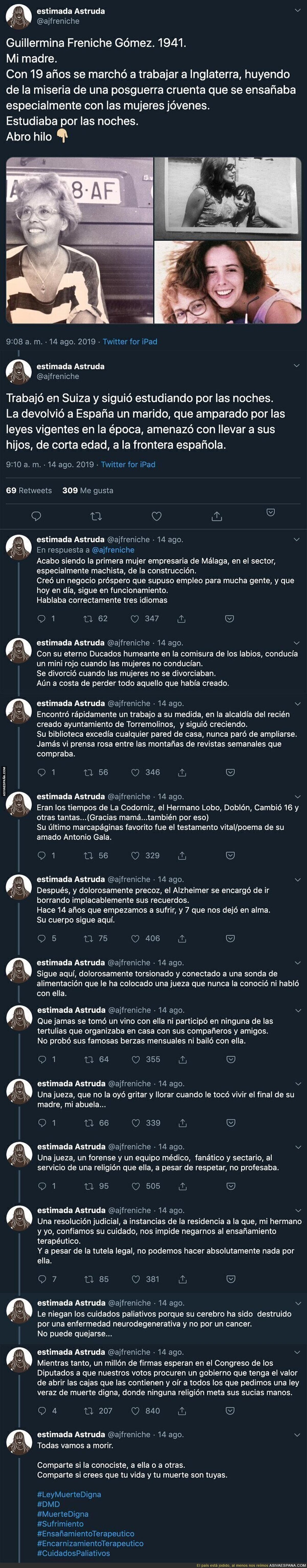 La mujer con alzheimer que vive con una sonda de alimentación