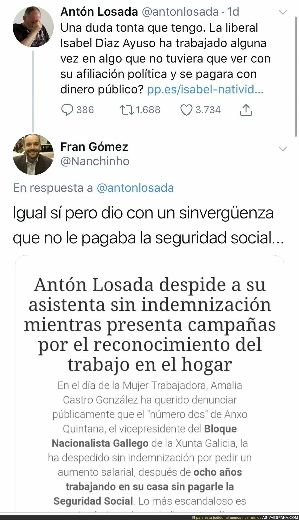Antón Losada está para dar pocas lecciones