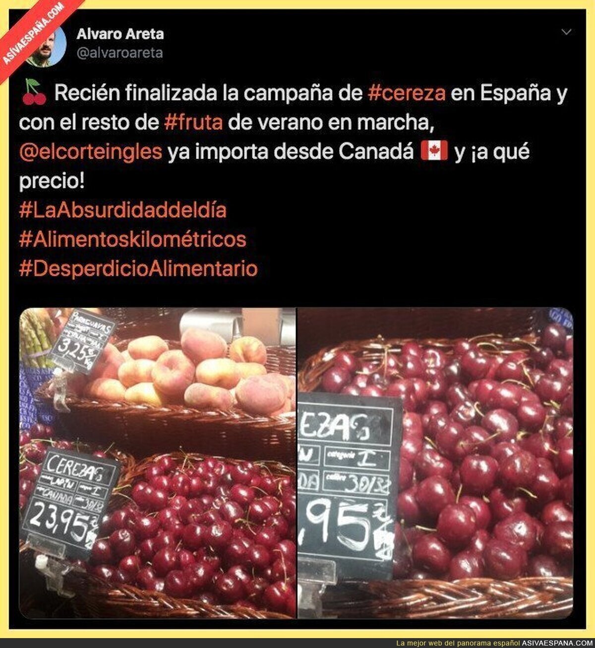 Importando cerezas desde Canadá a precios desorbitados
