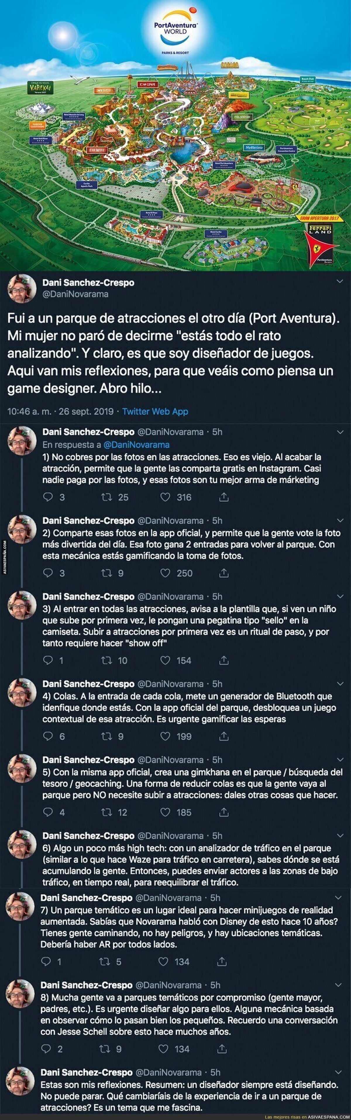 Un diseñador de videojuegos acude a Port Aventura y da muchas ideas para mejorar el parque de atracciones con las que todo el mundo estaría encantado