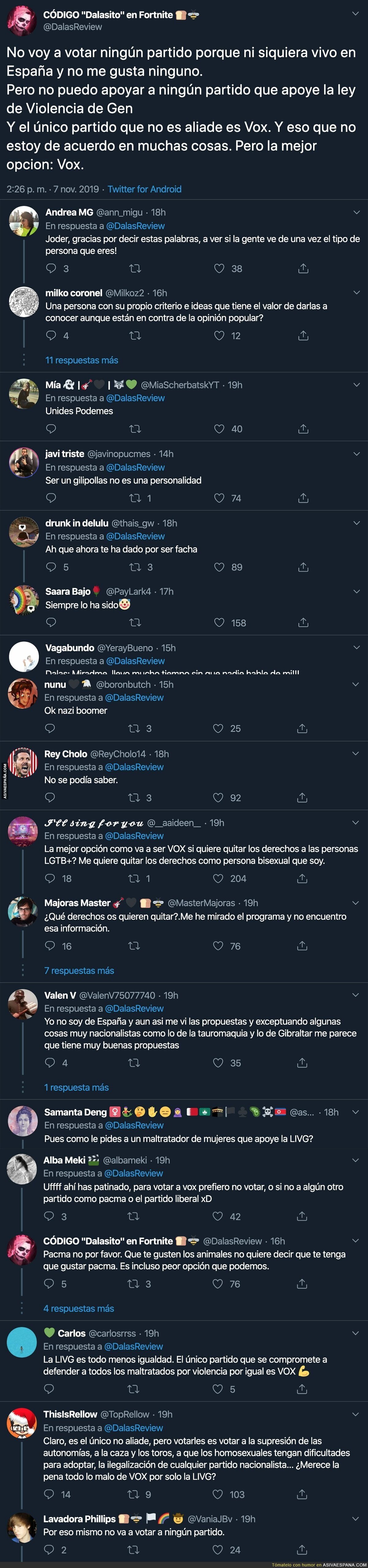 Dalas Review anuncia a que partido político votaría en estas elecciones y a nadie le coge por sorpresa