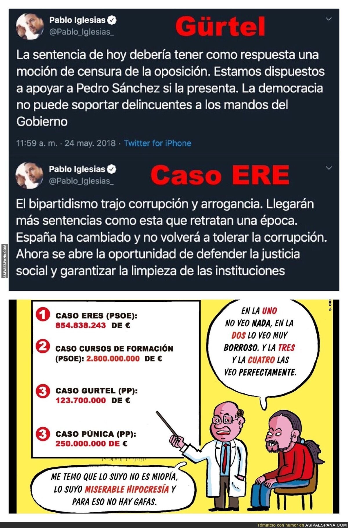 La hipocresía de la izquierda en dos tuits