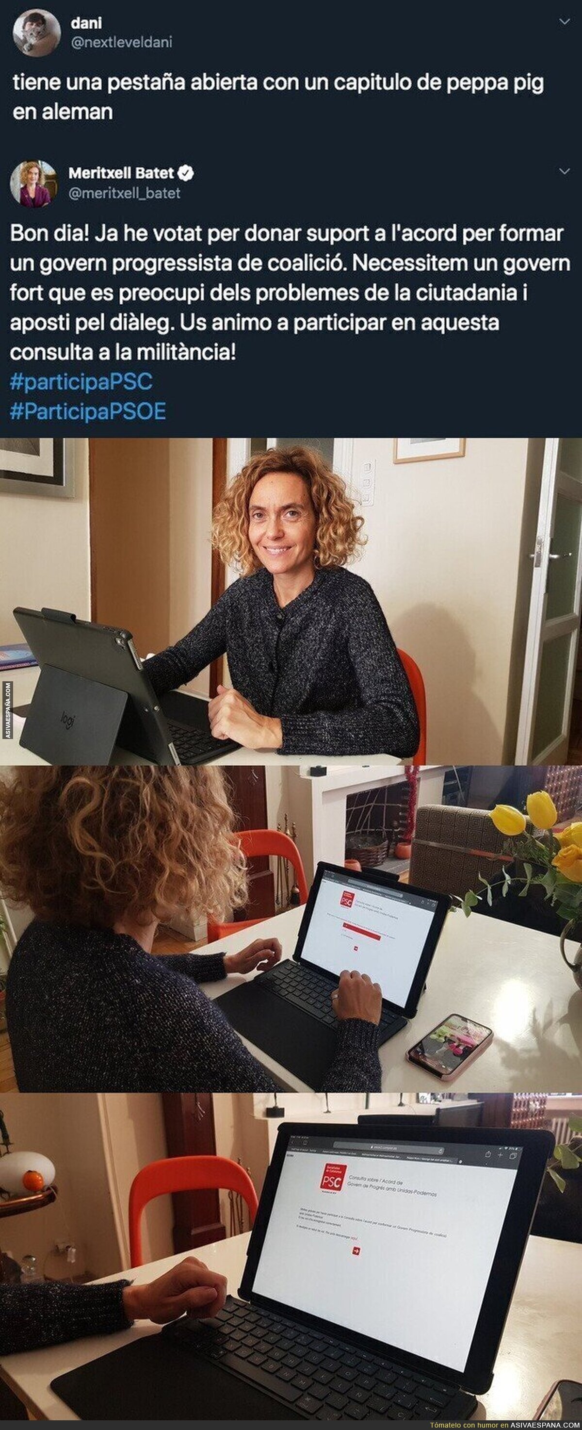 A Meritxell Batet se le ha colado la intimidad más personal suya en este detalle que se ve en su tablet