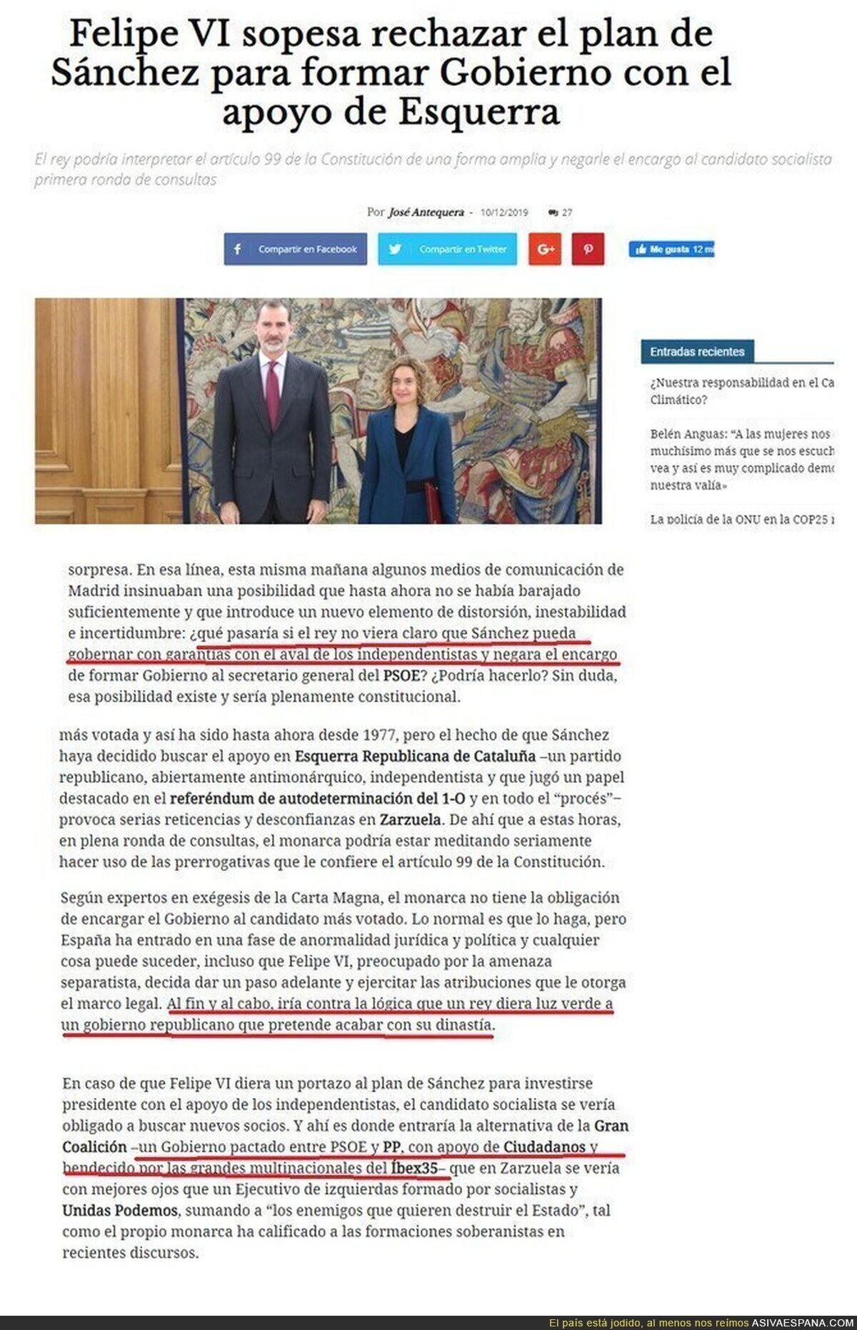 'Diario 16' pide un golpe de estado al Rey para conseguir un gobierno bendecido por las multinacionales