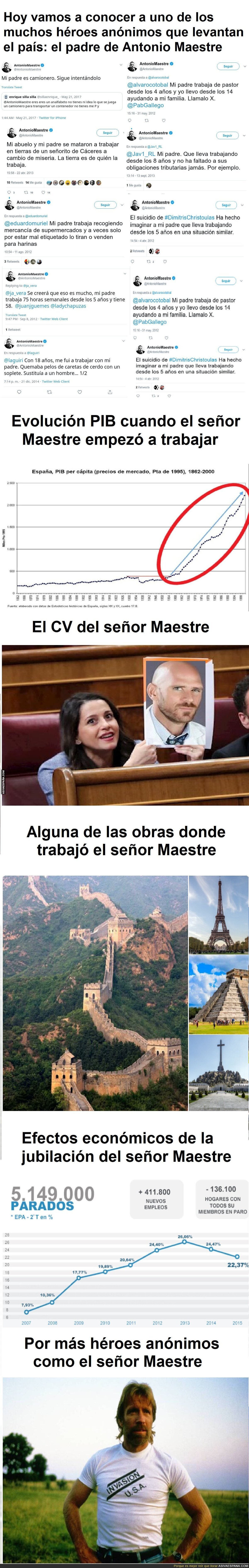 Las mentiras de Antonio Maestre y todas las profesiones que tiene su padre