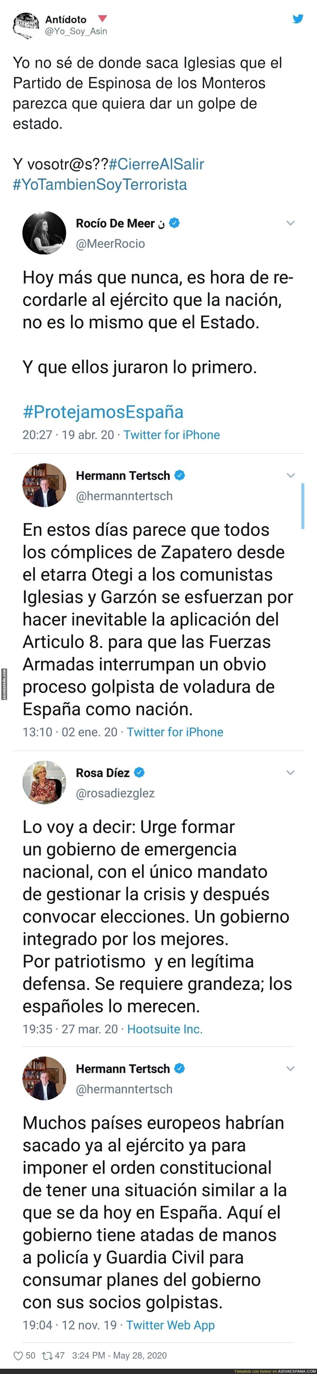 ¿Los de VOX queriendo dar un golpe de estado? Deben ser alucinaciones...