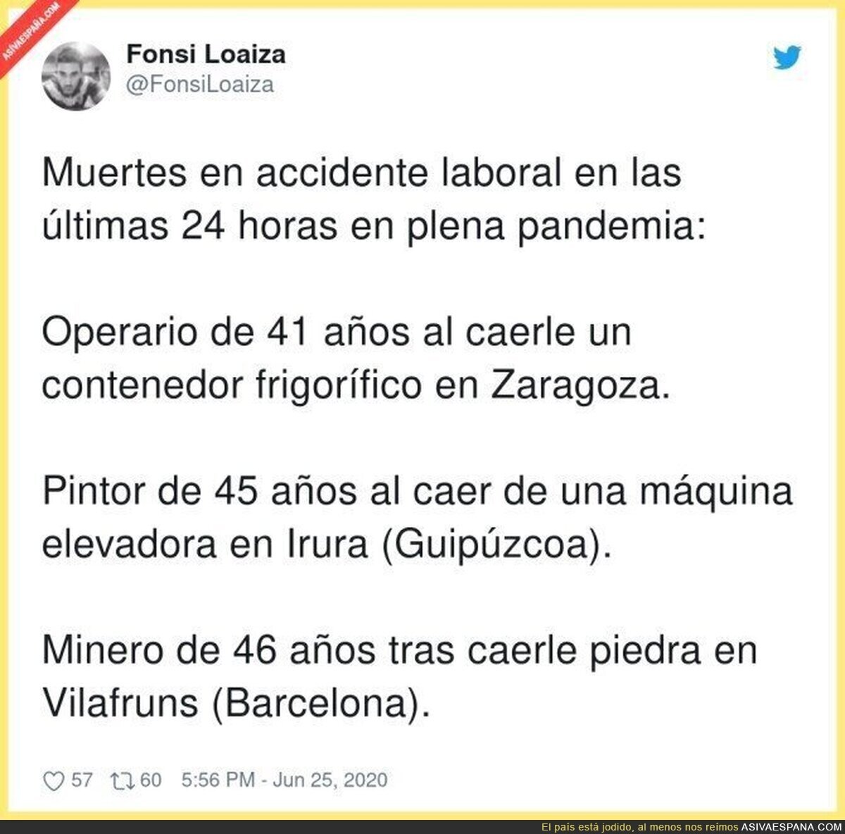 Un crimen las muertes en el trabajo