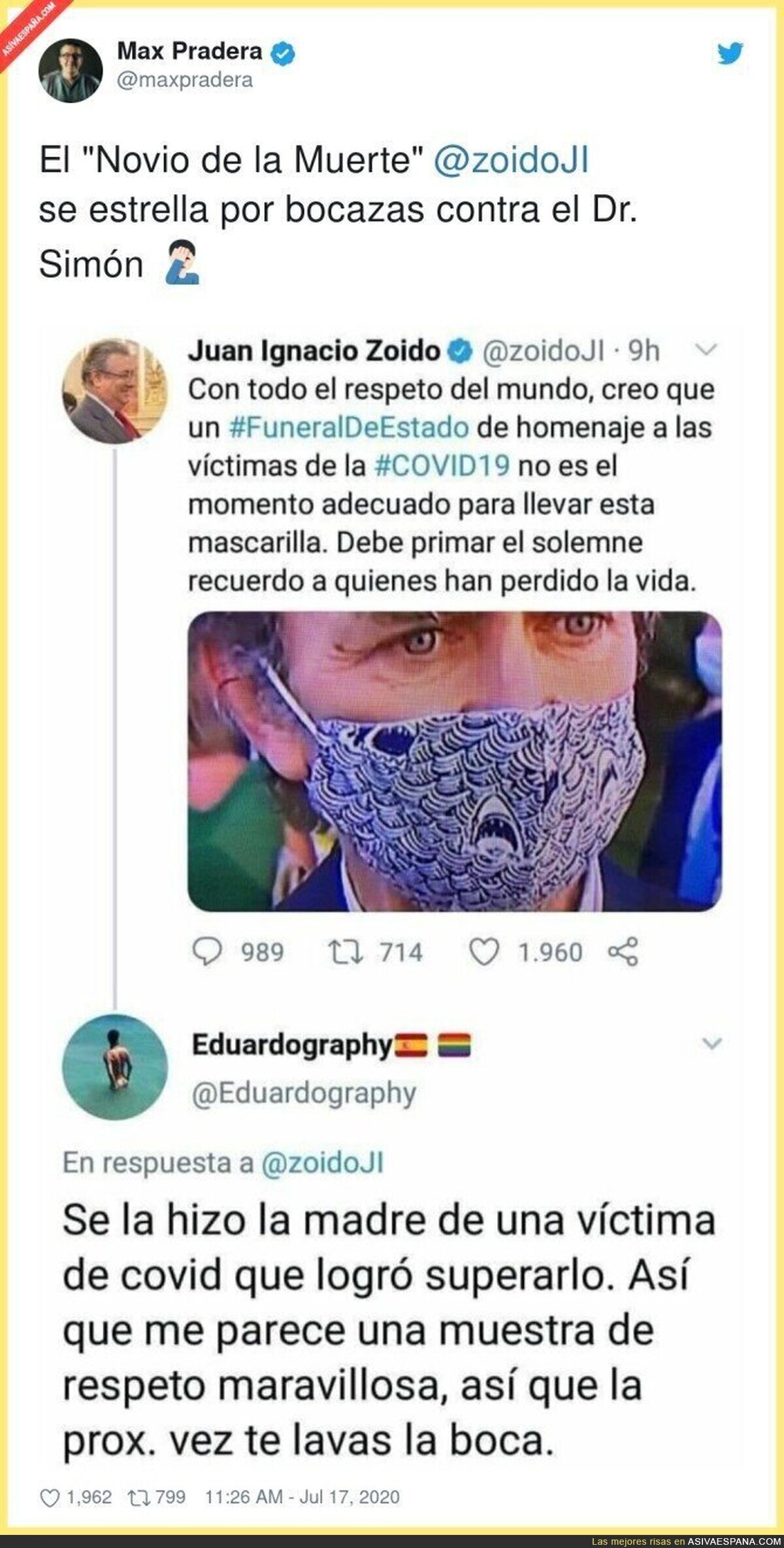 Con la mano abierta, y en toda la bocaza al ex ministro del interior