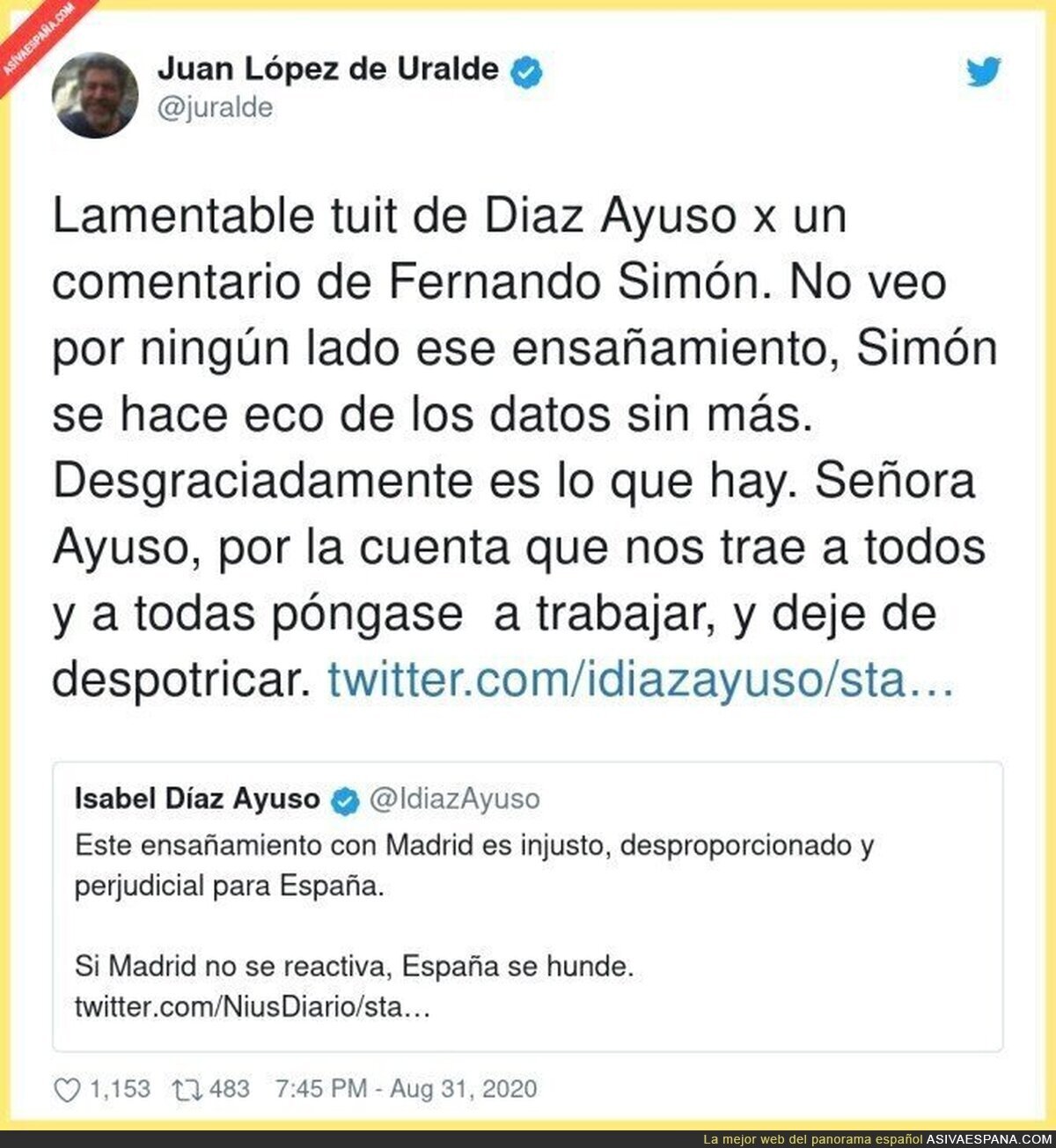 Cuando Cataluña ha tenido picos no lo ha señalado, cuando ha sido Aragón... tampoco