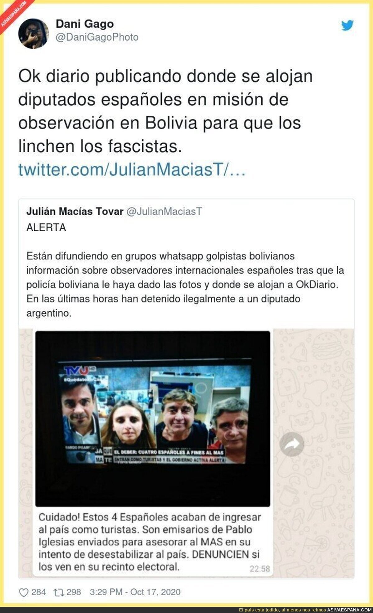 OK diario ejerciendo el terrorismo periodístico