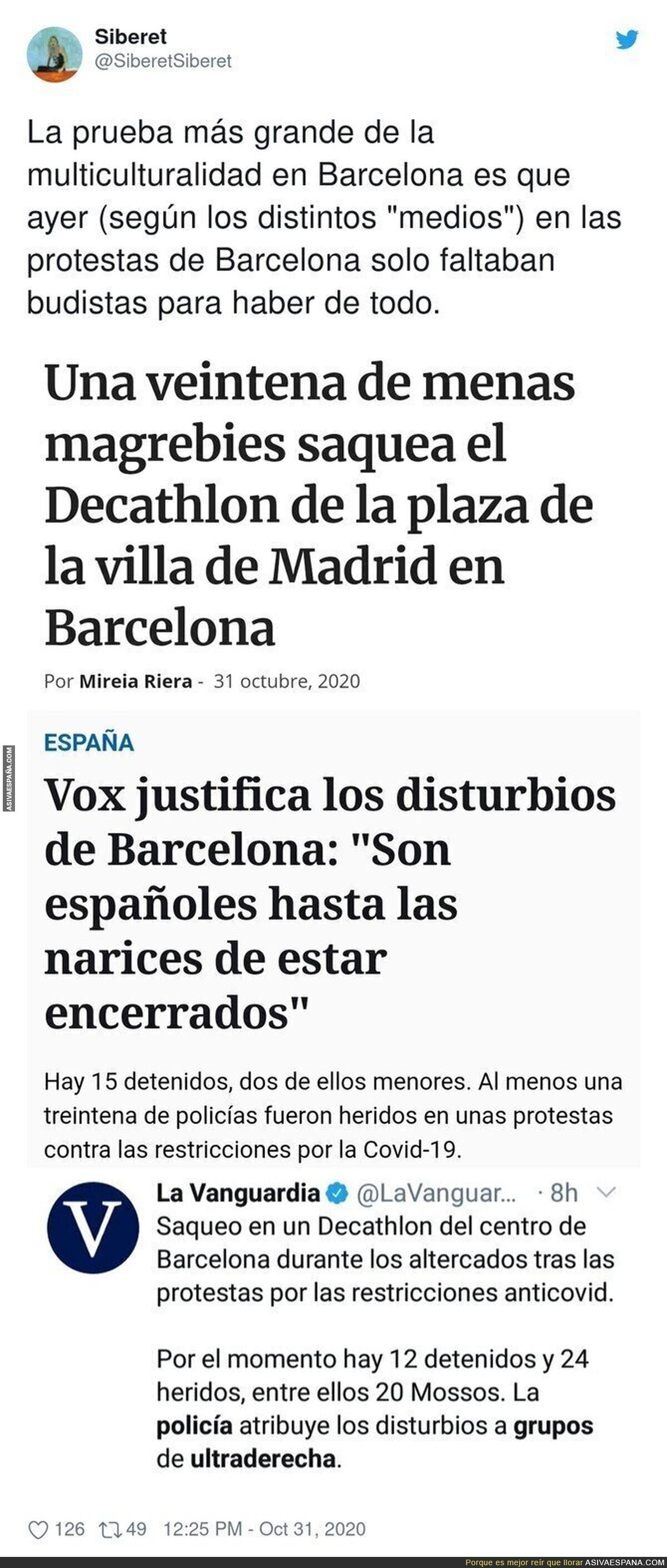 En los disturbios de Barcelona se juntó de todo